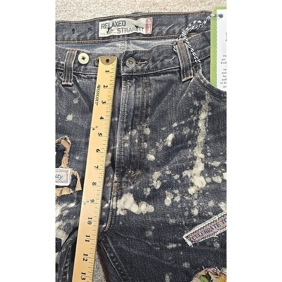 OOAK Magnolia Boho Reworked Levi Jeans Upcycle Indie Cat Boyfriend Adjusts 30-38 - Picture 9 of 16